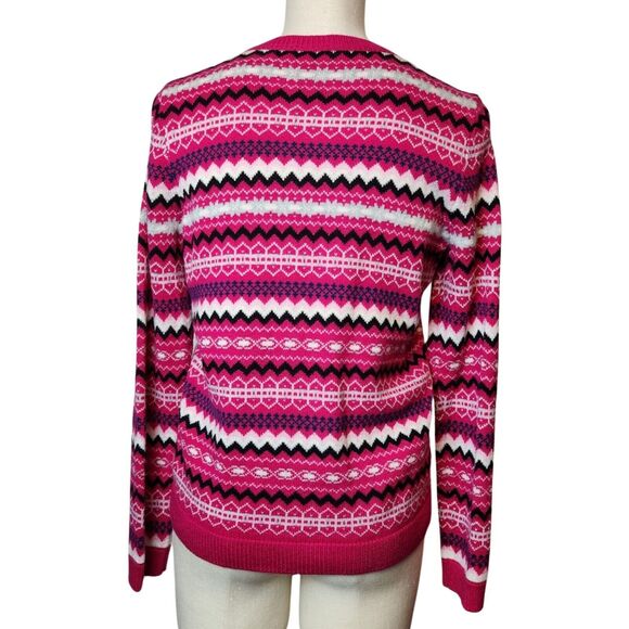 TALBOTS FAIR ISLE NORDIC BUTTON FRONT SWEATER LAMBS WOOL BLEND SIZE S - Picture 3 of 6